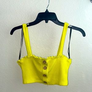 Forever 21 Lime Green Crop Top With Buttons
